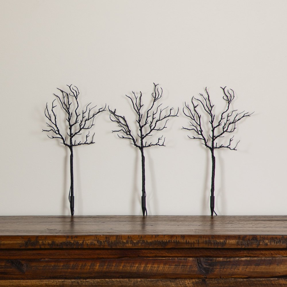 14in. Pre-Lit Artificial Halloween Black Twig Branches - Set of 3. Picture 2