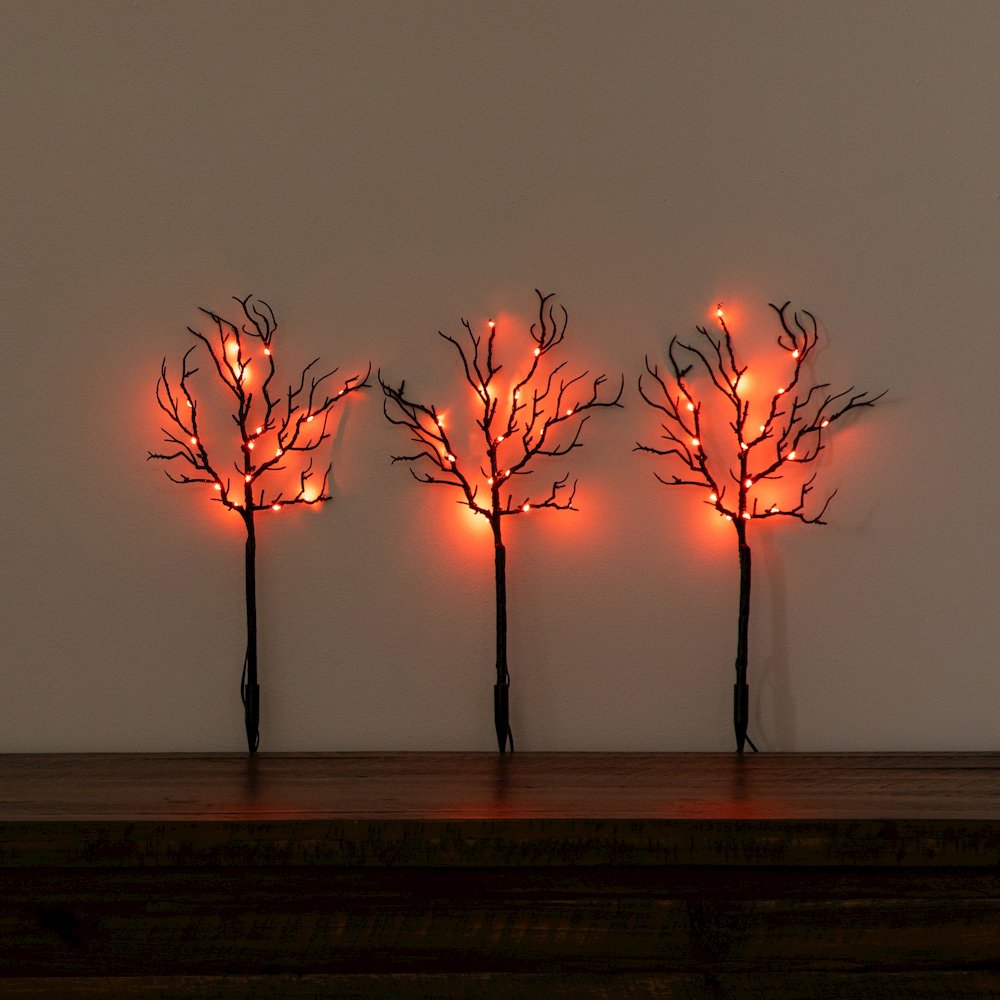 14in. Pre-Lit Artificial Halloween Black Twig Branches - Set of 3. Picture 6