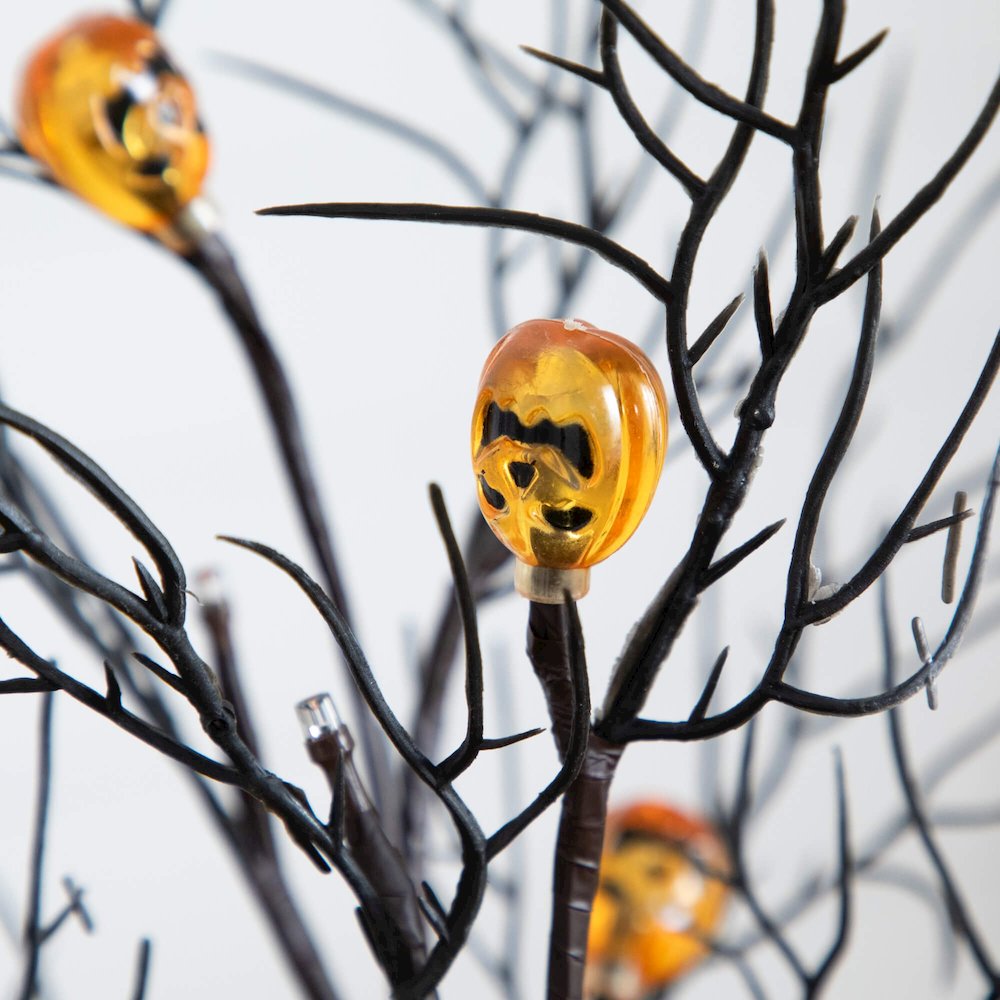22in. Pre-Lit Artificial Halloween Brown Twig Tree with 12 Orange LED Lights. Picture 9