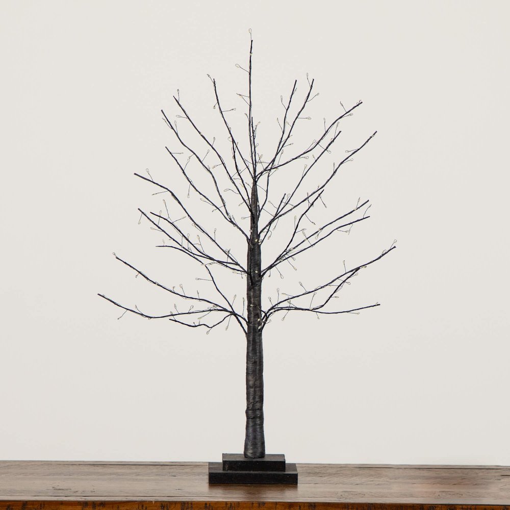2ft. Pre-Lit Artificial Halloween Black Twig Tree with 210 LED Lights. Picture 9