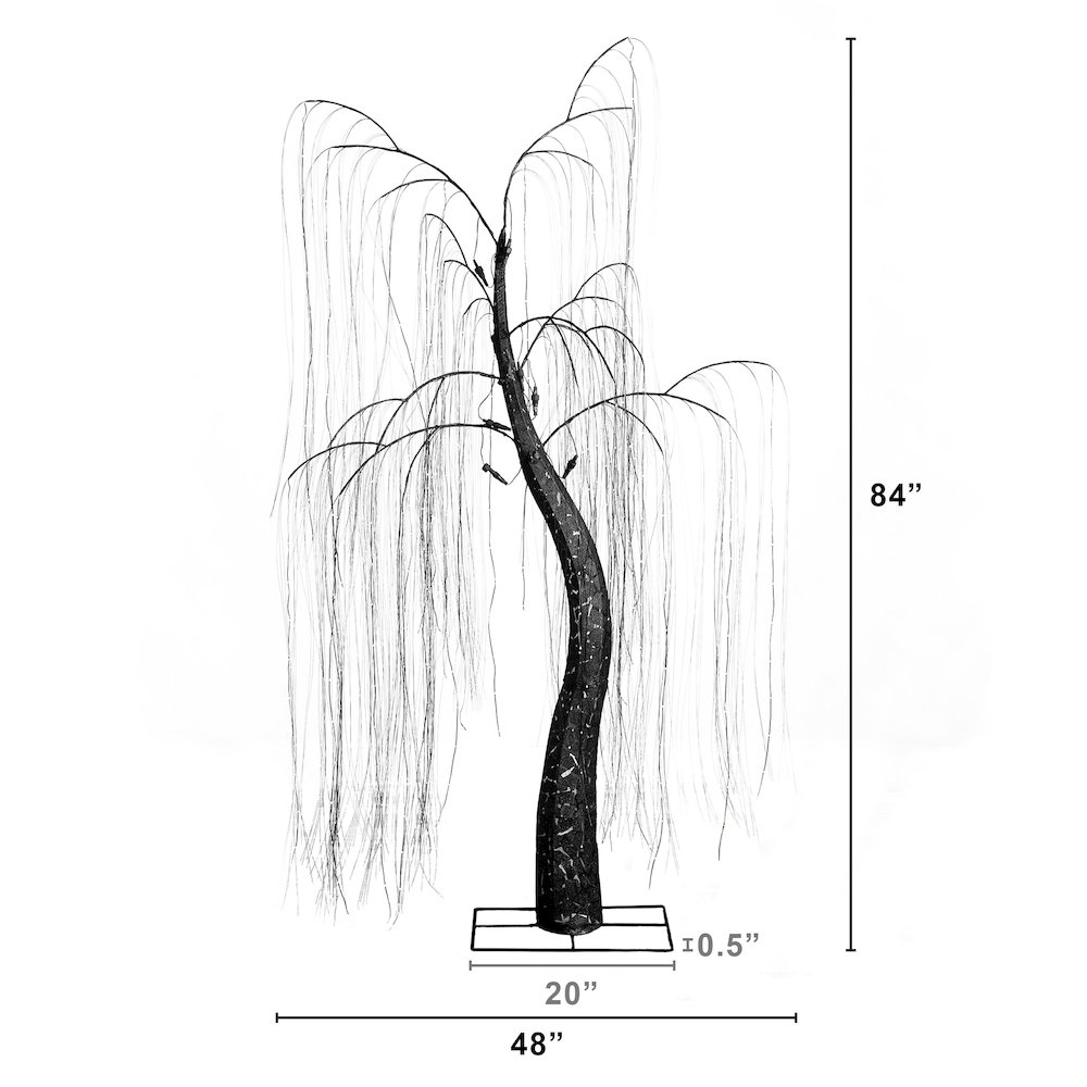 7ftPre-Lit Artificial Halloween Black Willow Tree with 600 Dual Color LED Lights. Picture 11