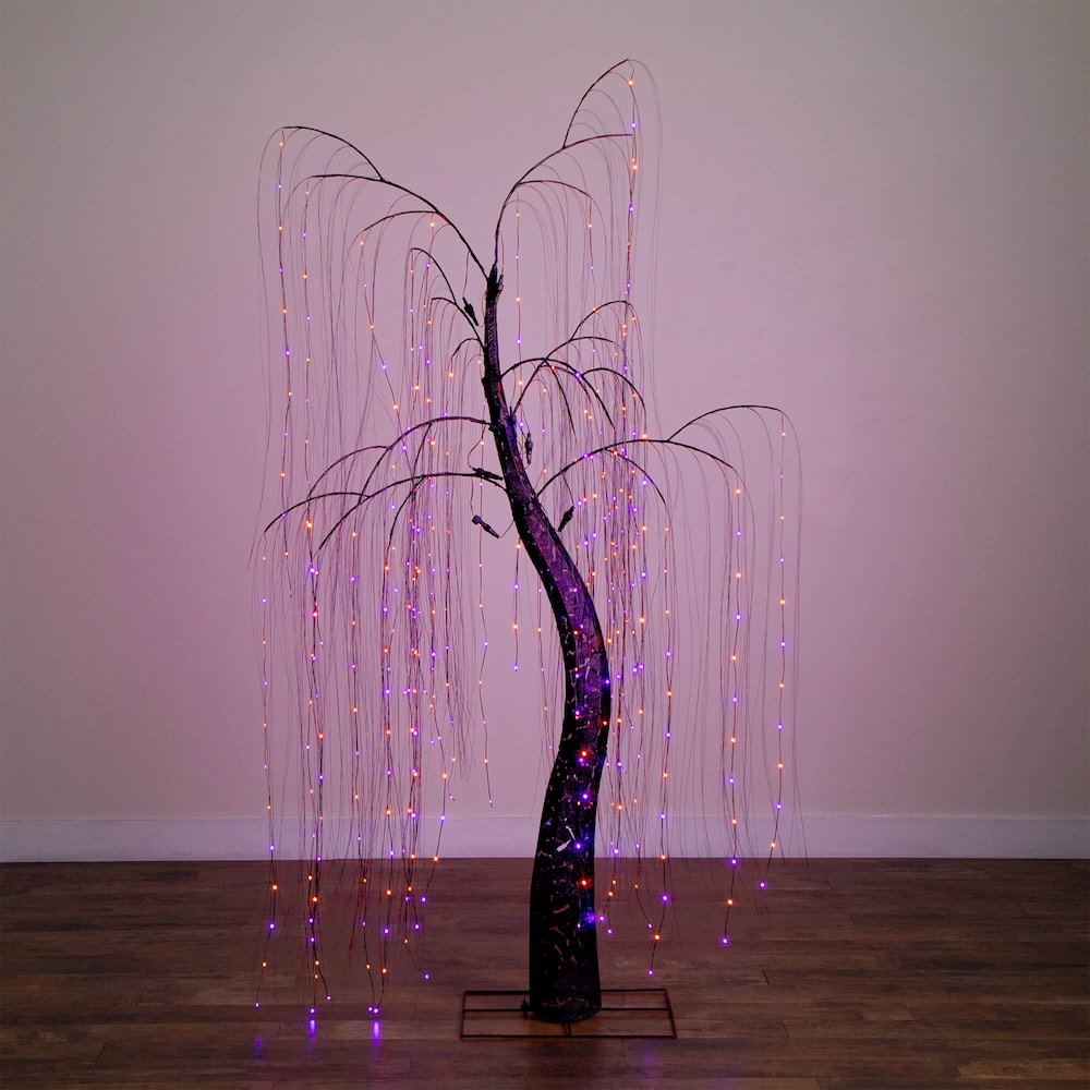 7ftPre-Lit Artificial Halloween Black Willow Tree with 600 Dual Color LED Lights. Picture 7