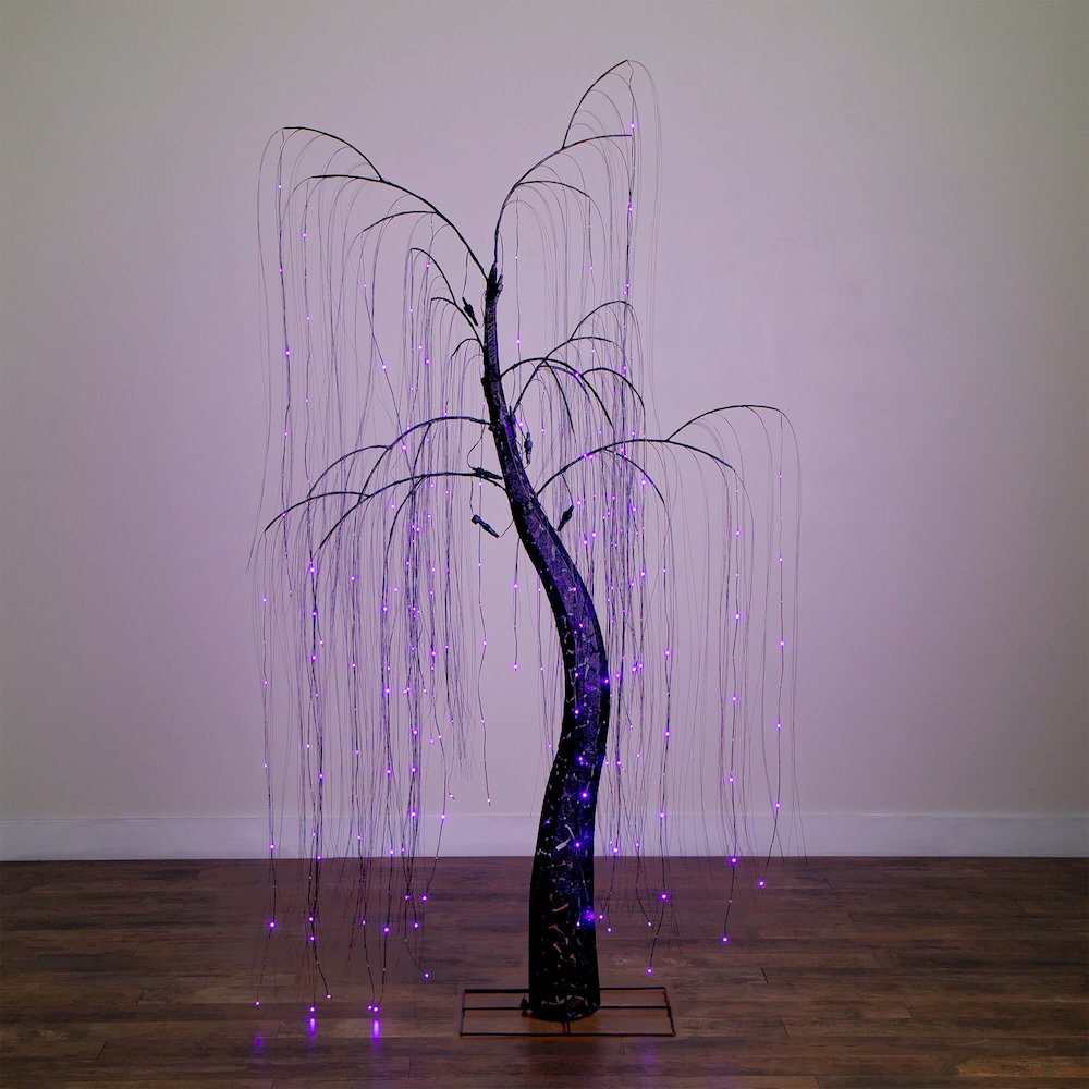 7ftPre-Lit Artificial Halloween Black Willow Tree with 600 Dual Color LED Lights. Picture 8