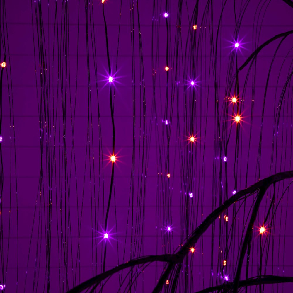 7ftPre-Lit Artificial Halloween Black Willow Tree with 600 Dual Color LED Lights. Picture 16
