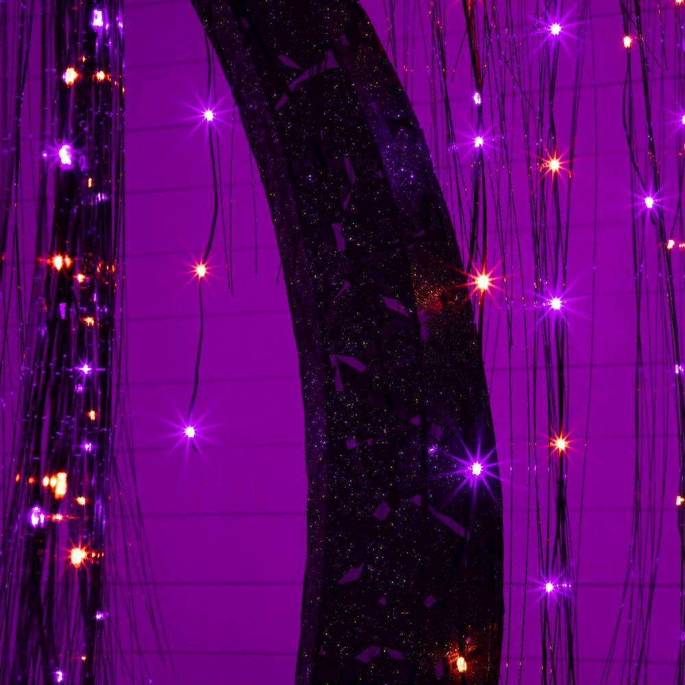 7ftPre-Lit Artificial Halloween Black Willow Tree with 600 Dual Color LED Lights. Picture 12
