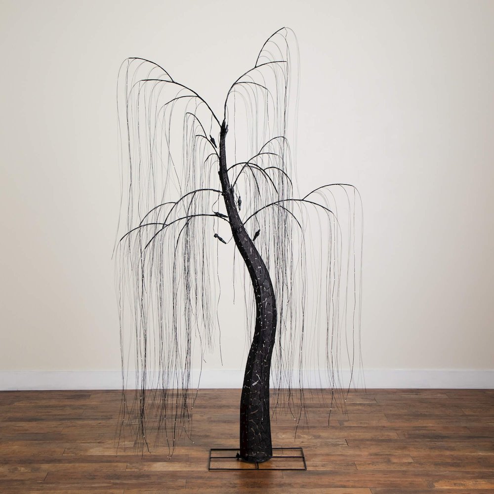 7ftPre-Lit Artificial Halloween Black Willow Tree with 600 Dual Color LED Lights. Picture 2