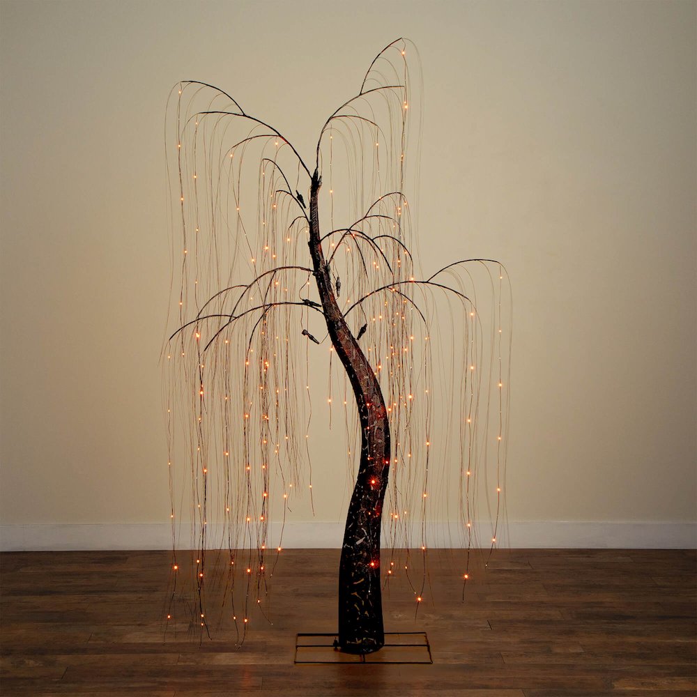 7ftPre-Lit Artificial Halloween Black Willow Tree with 600 Dual Color LED Lights. Picture 17