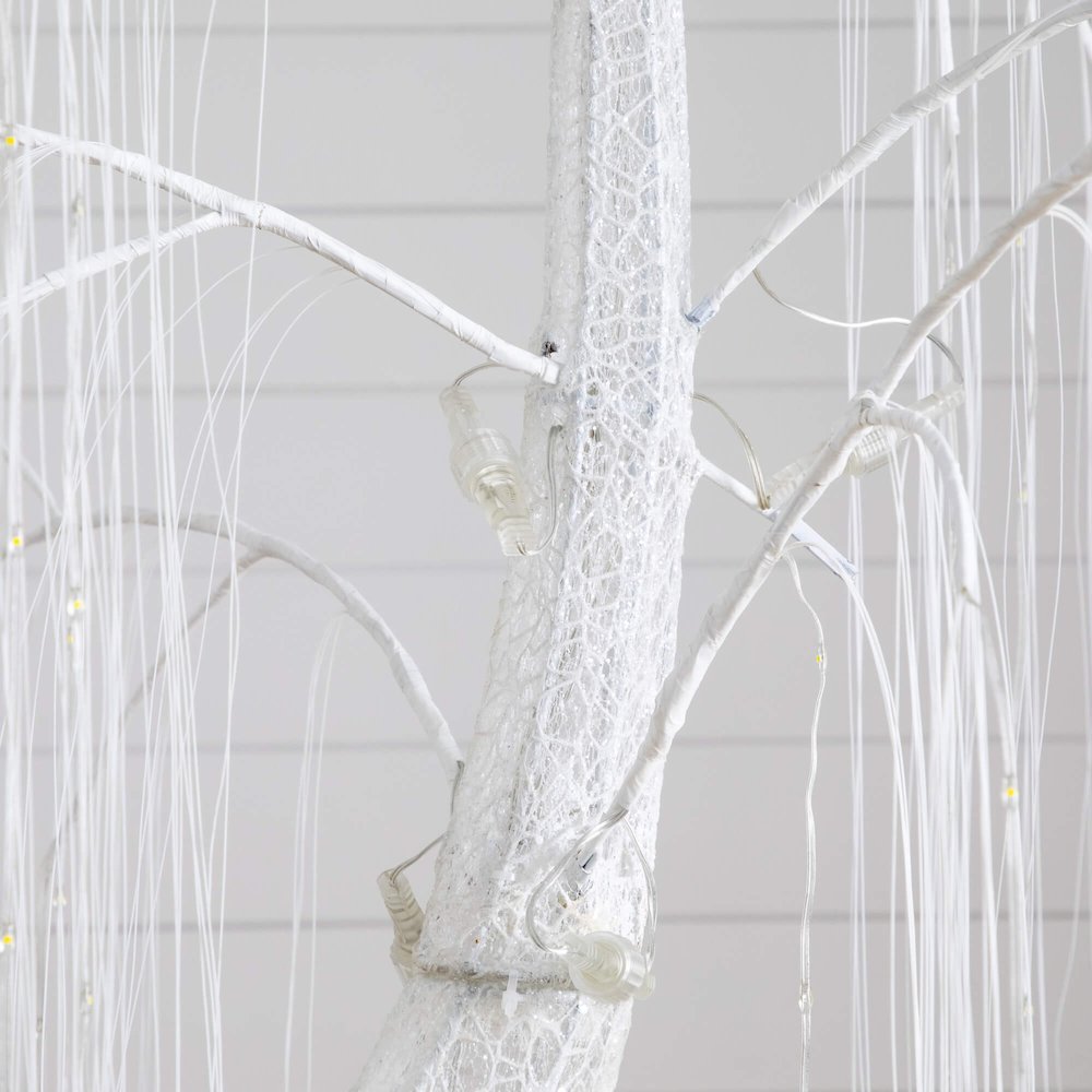 7ft. Pre-Lit Artificial White Willow Tree with 400 Cool White LED Light. Picture 4