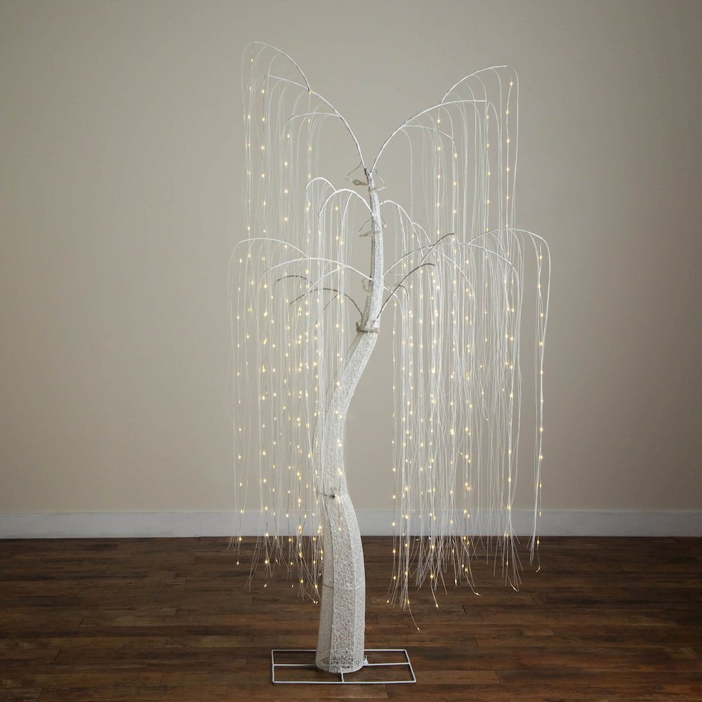 7ft. Pre-Lit Artificial White Willow Tree with 400 Cool White LED Light. Picture 2