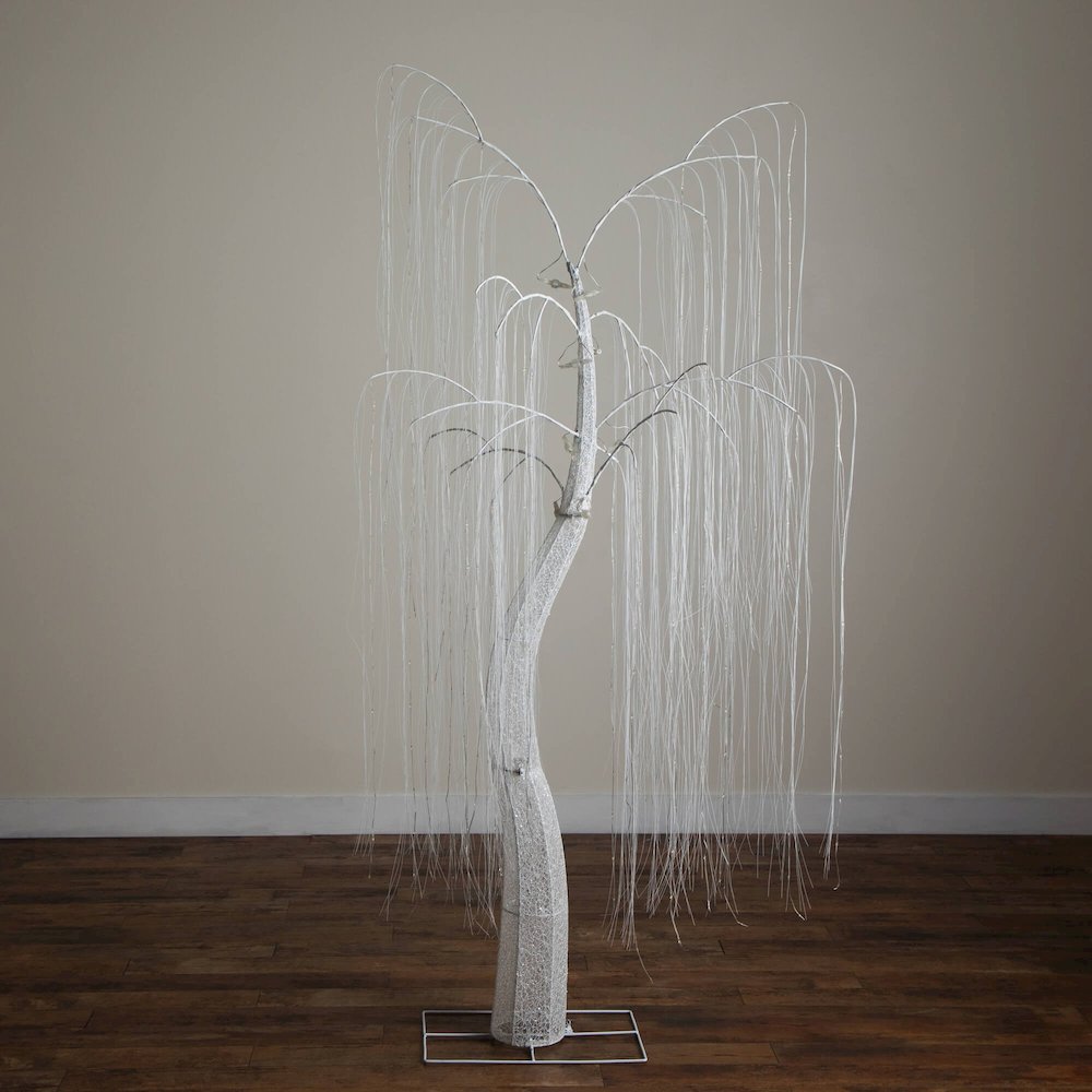 7ft. Pre-Lit Artificial White Willow Tree with 400 Cool White LED Light. Picture 3