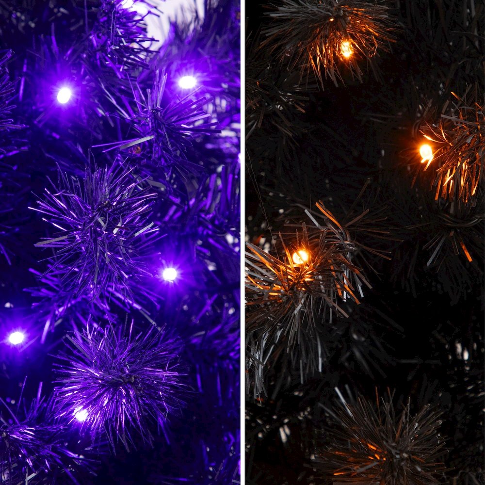 4ft. Pre-Lit Halloween Black Moon & Skull Tree with 250 Orange & Purple LEDs. Picture 5