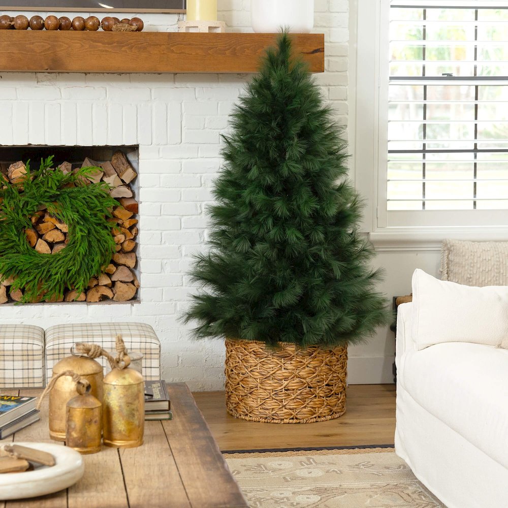 6ft. Artificial Green Pampas Grass Christmas Tree. Picture 4