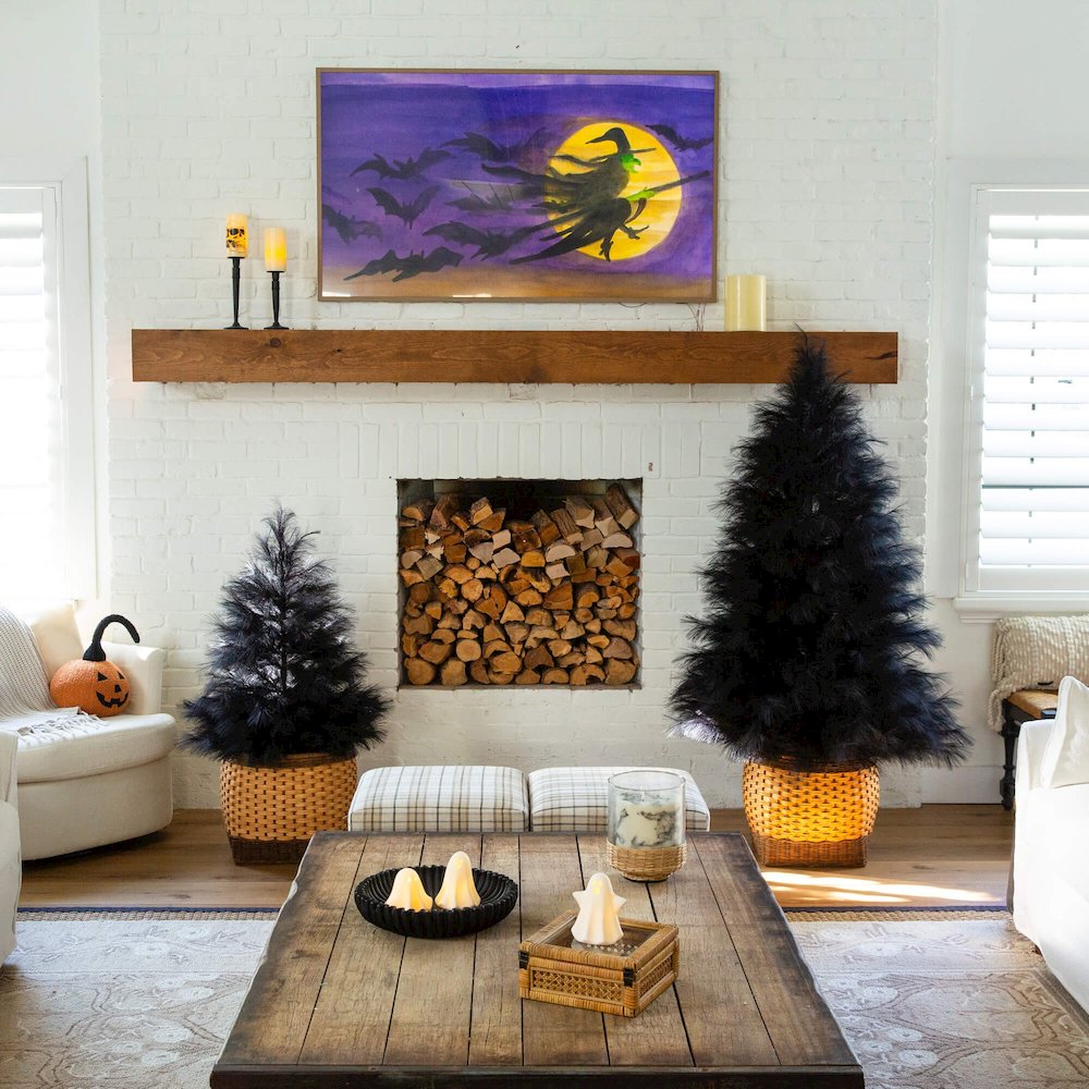 4ft. Artificial Halloween Black Pampas Grass Christmas Tree. Picture 4