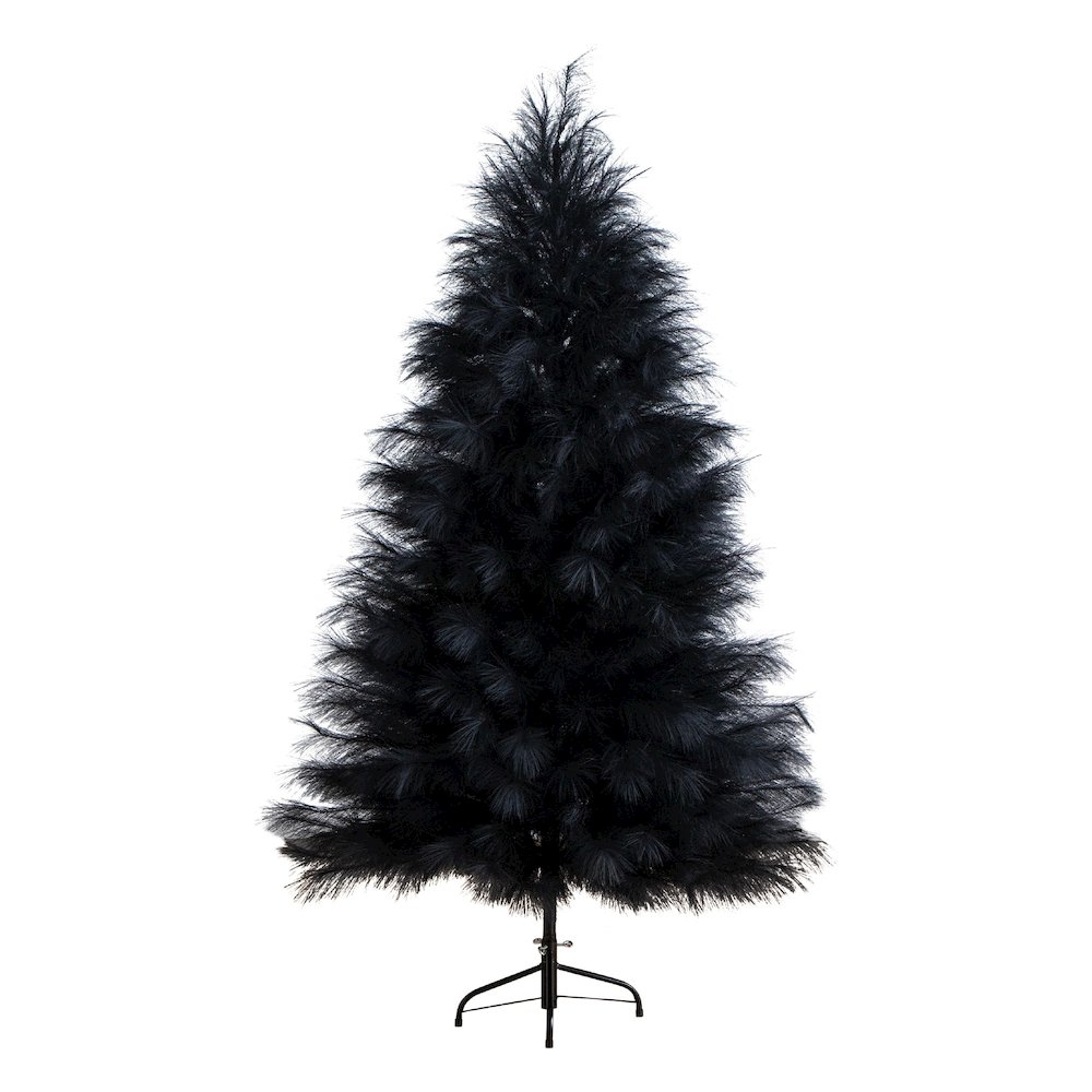 6ft. Artificial Halloween Black Pampas Grass Christmas Tree. Picture 1
