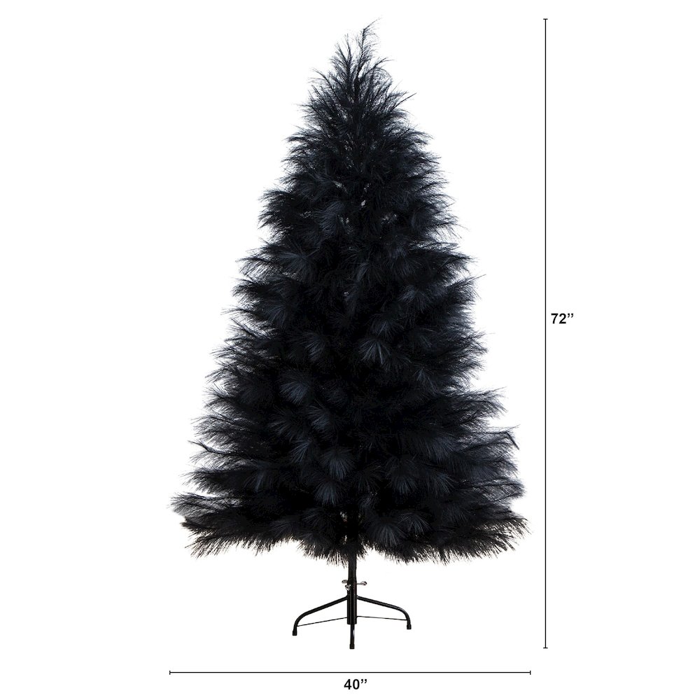 6ft. Artificial Halloween Black Pampas Grass Christmas Tree. Picture 6