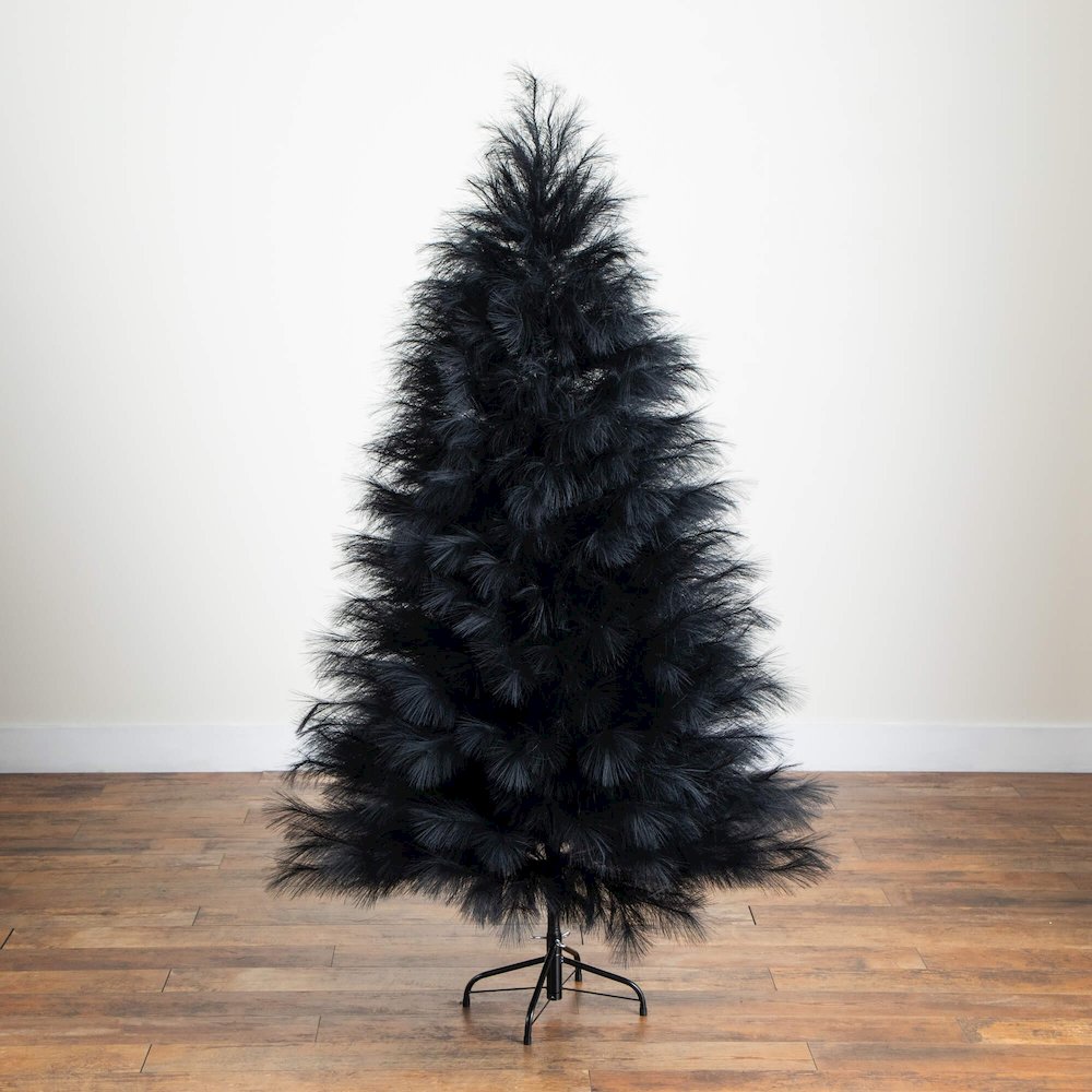 6ft. Artificial Halloween Black Pampas Grass Christmas Tree. Picture 2