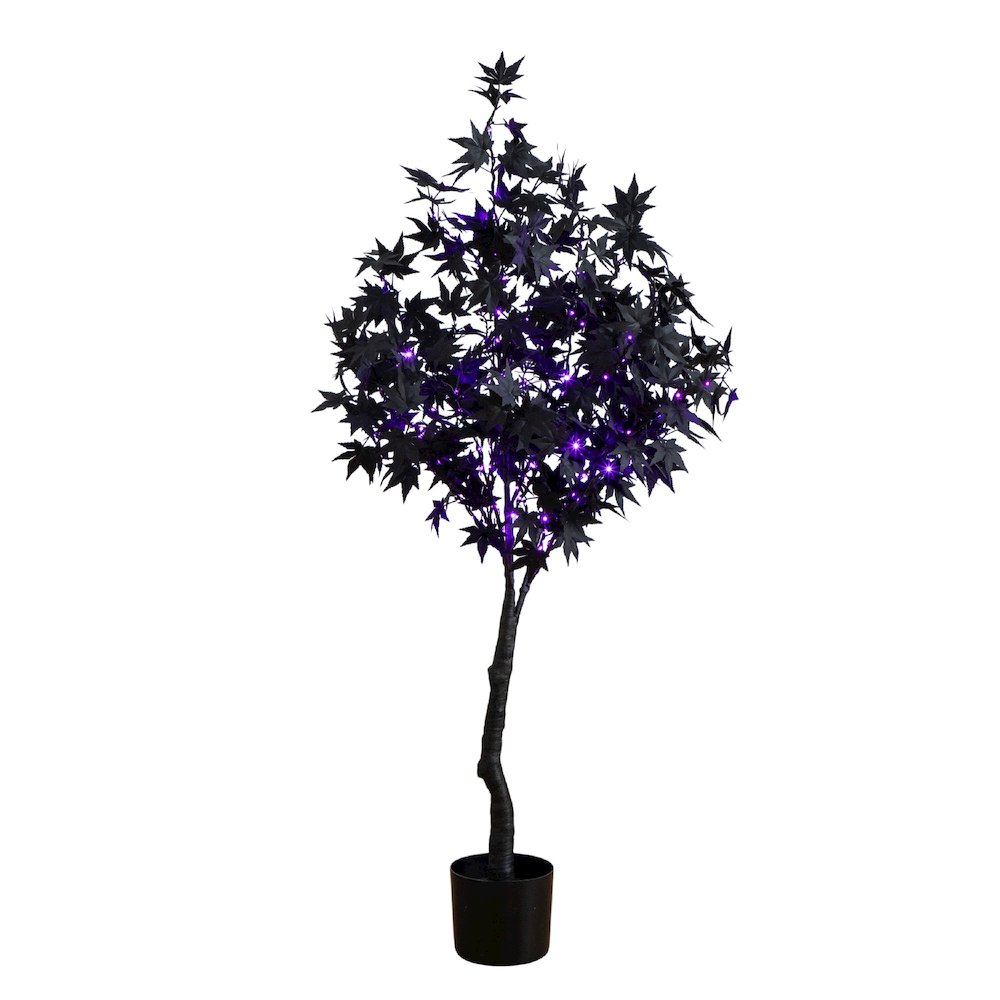 4ft. Pre-Lit Artificial Halloween Black Maple Tree with 180 LED Lights. Picture 8