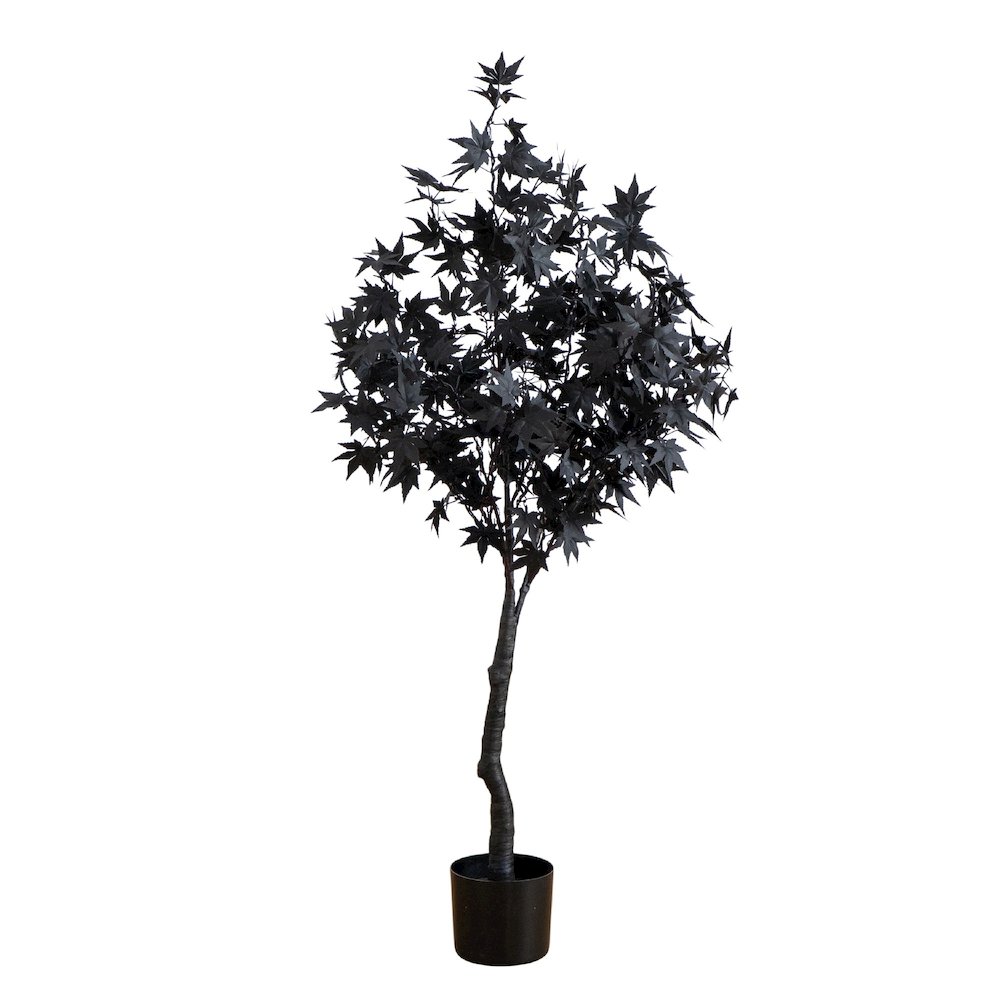 4ft. Pre-Lit Artificial Halloween Black Maple Tree with 180 LED Lights. Picture 1