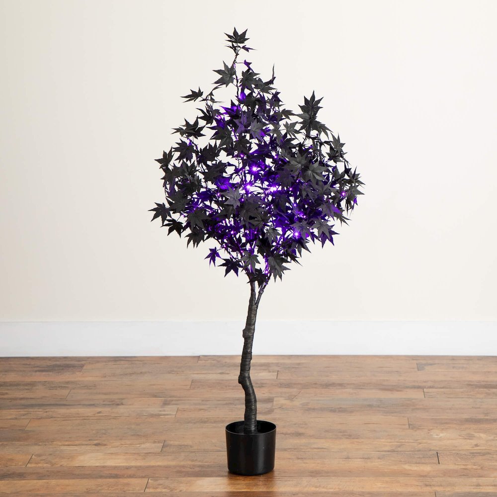 4ft. Pre-Lit Artificial Halloween Black Maple Tree with 180 LED Lights. Picture 2