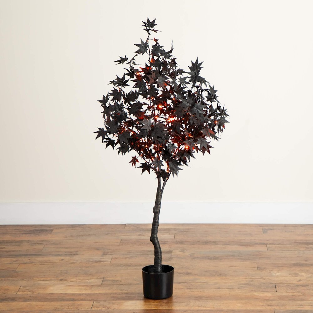 4ft. Pre-Lit Artificial Halloween Black Maple Tree with 180 LED Lights. Picture 11
