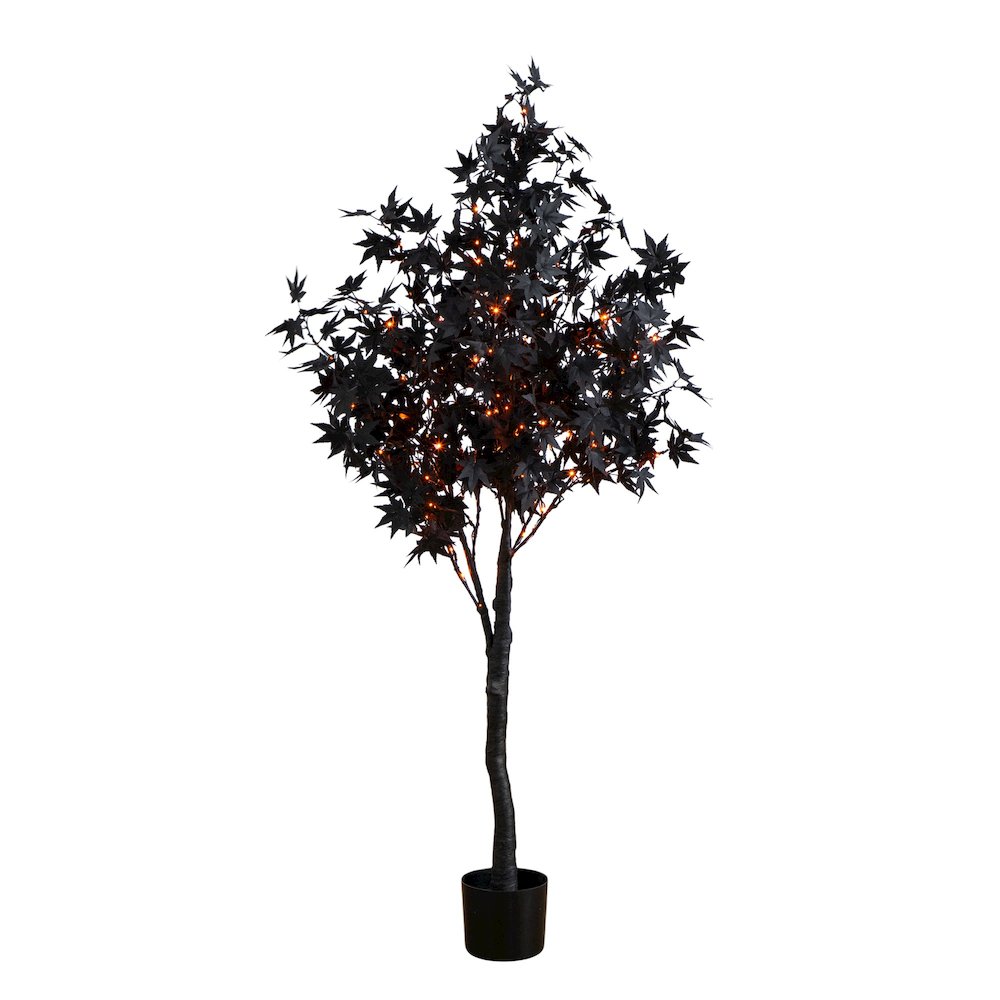 5ft. Pre-Lit Artificial Halloween Black Maple Tree with 240 LED Lights. Picture 10