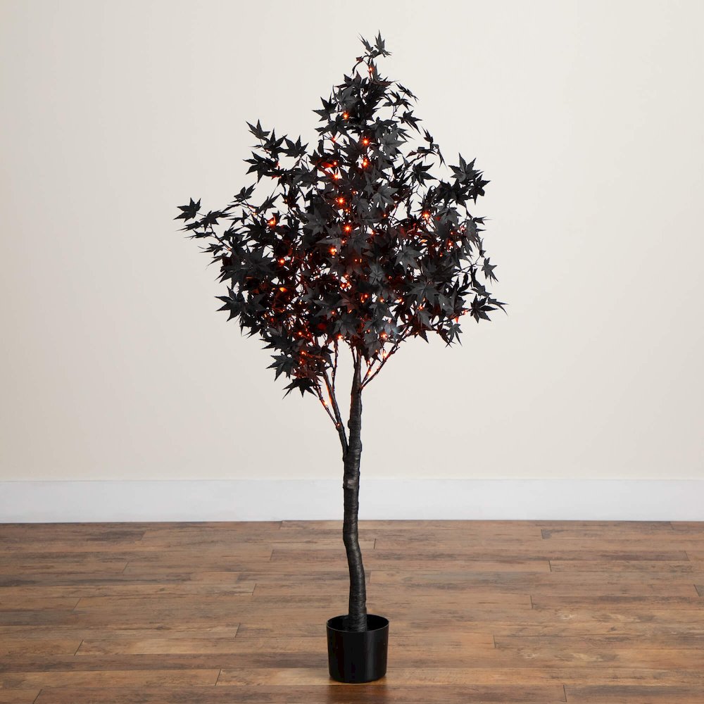 5ft. Pre-Lit Artificial Halloween Black Maple Tree with 240 LED Lights. Picture 12
