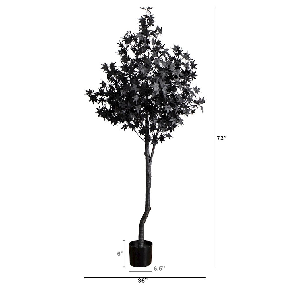 6ft. Pre-Lit Artificial Halloween Black Maple Tree with 300 LED Lights. Picture 6