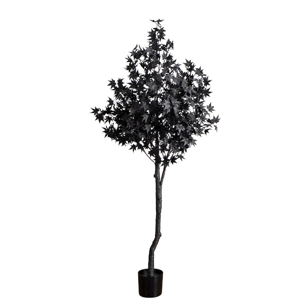 6ft. Pre-Lit Artificial Halloween Black Maple Tree with 300 LED Lights. Picture 1