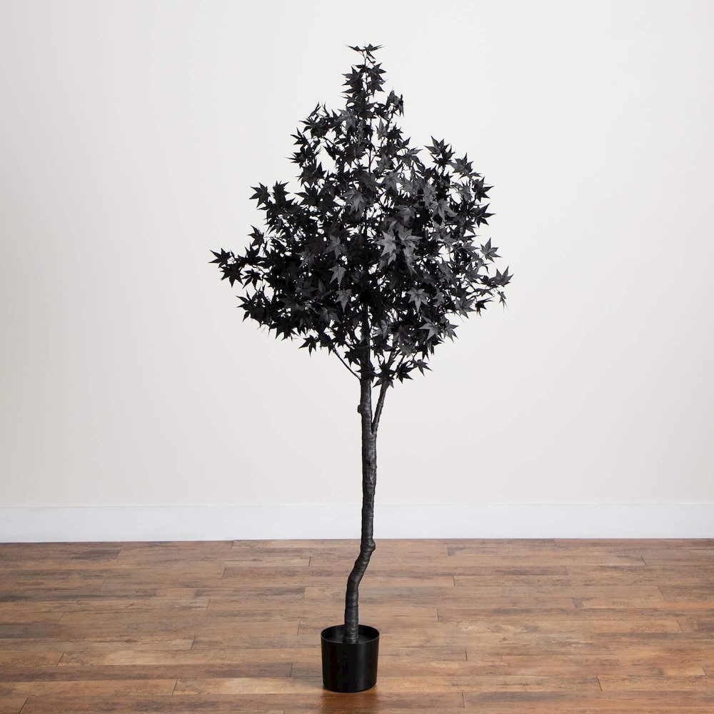 6ft. Pre-Lit Artificial Halloween Black Maple Tree with 300 LED Lights. Picture 8