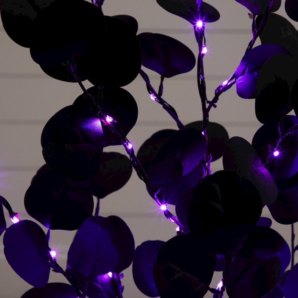 3ft. Pre-Lit Artificial Halloween Black Eucalyptus Tree with 80 LED Lights. Picture 9