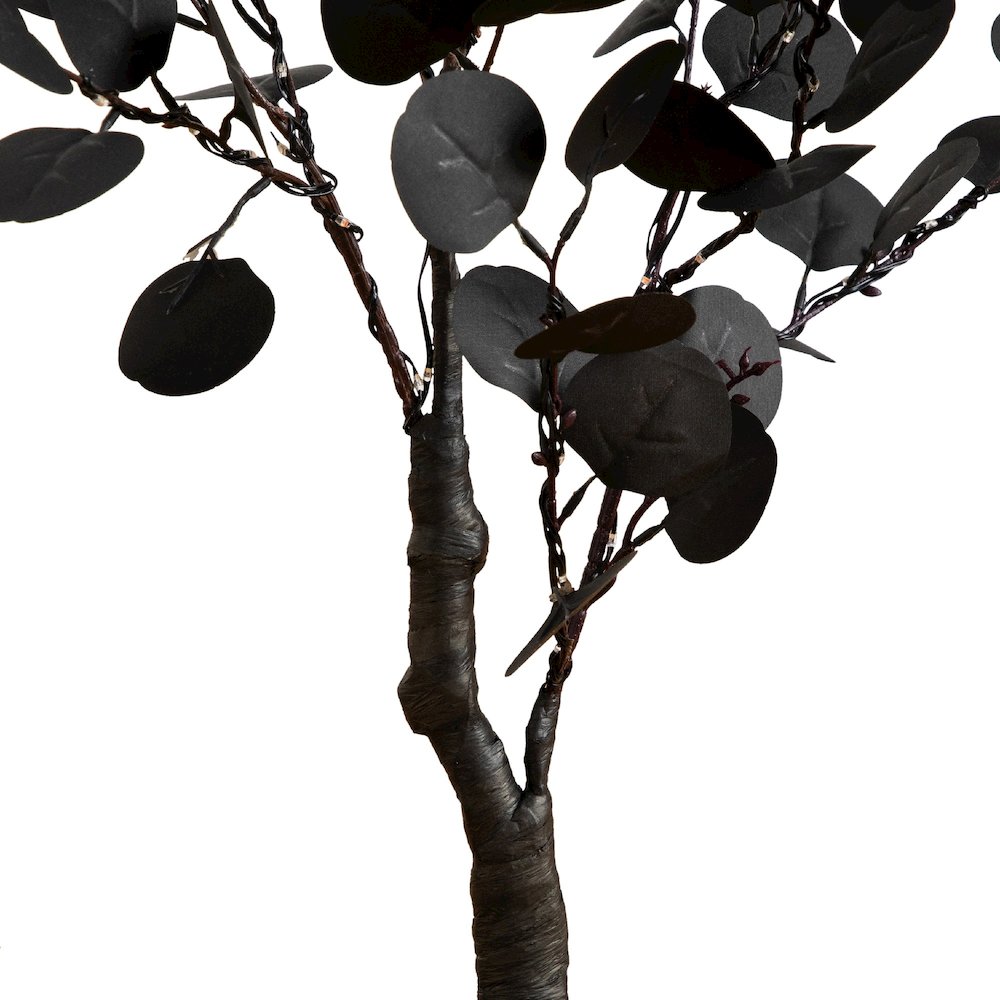 3ft. Pre-Lit Artificial Halloween Black Eucalyptus Tree with 80 LED Lights. Picture 5