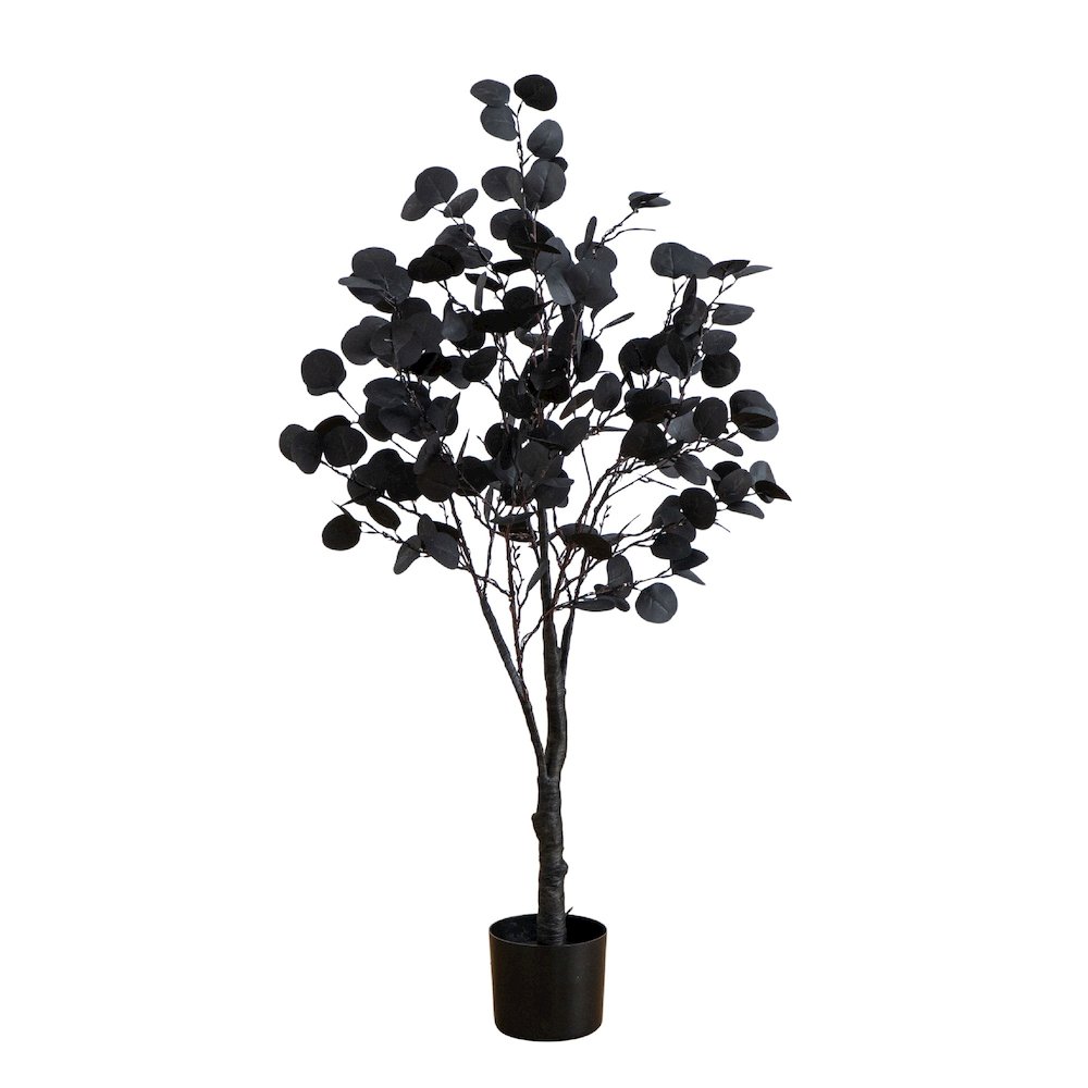 4ft. Pre-Lit Artificial Halloween Black Eucalyptus Tree with 160 LED Lights. Picture 6