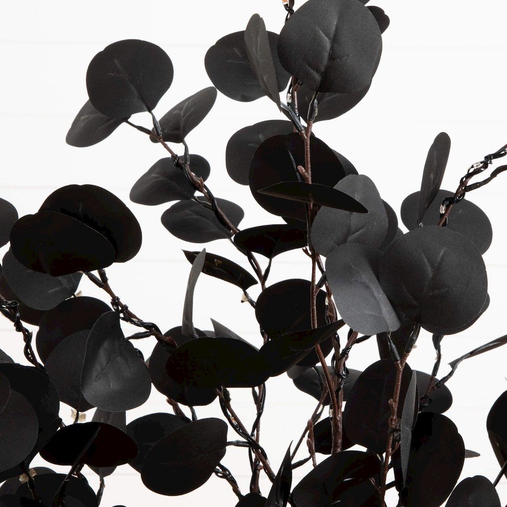 4ft. Pre-Lit Artificial Halloween Black Eucalyptus Tree with 160 LED Lights. Picture 4