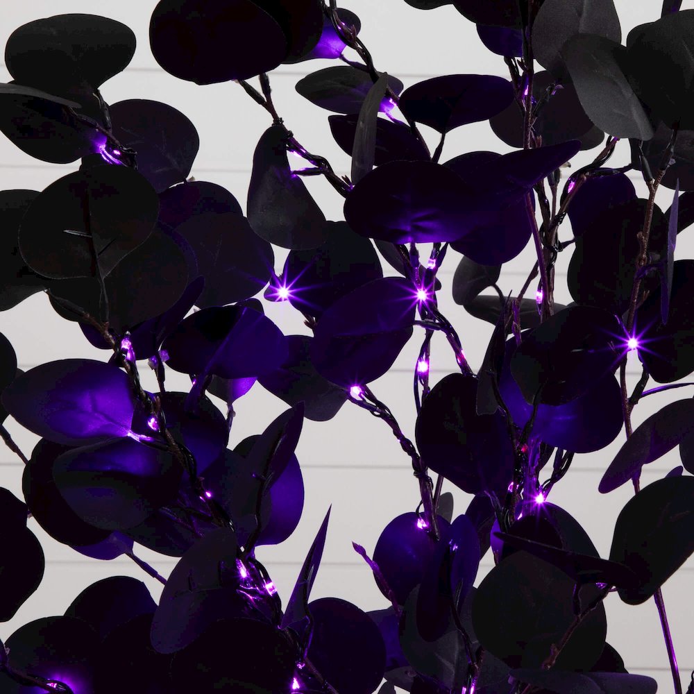 4ft. Pre-Lit Artificial Halloween Black Eucalyptus Tree with 160 LED Lights. Picture 2