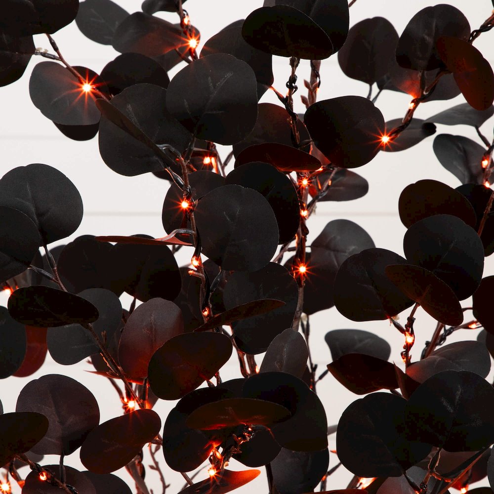 5ft. Pre-Lit Artificial Halloween Black Eucalyptus Tree with 220 LED Lights. Picture 10