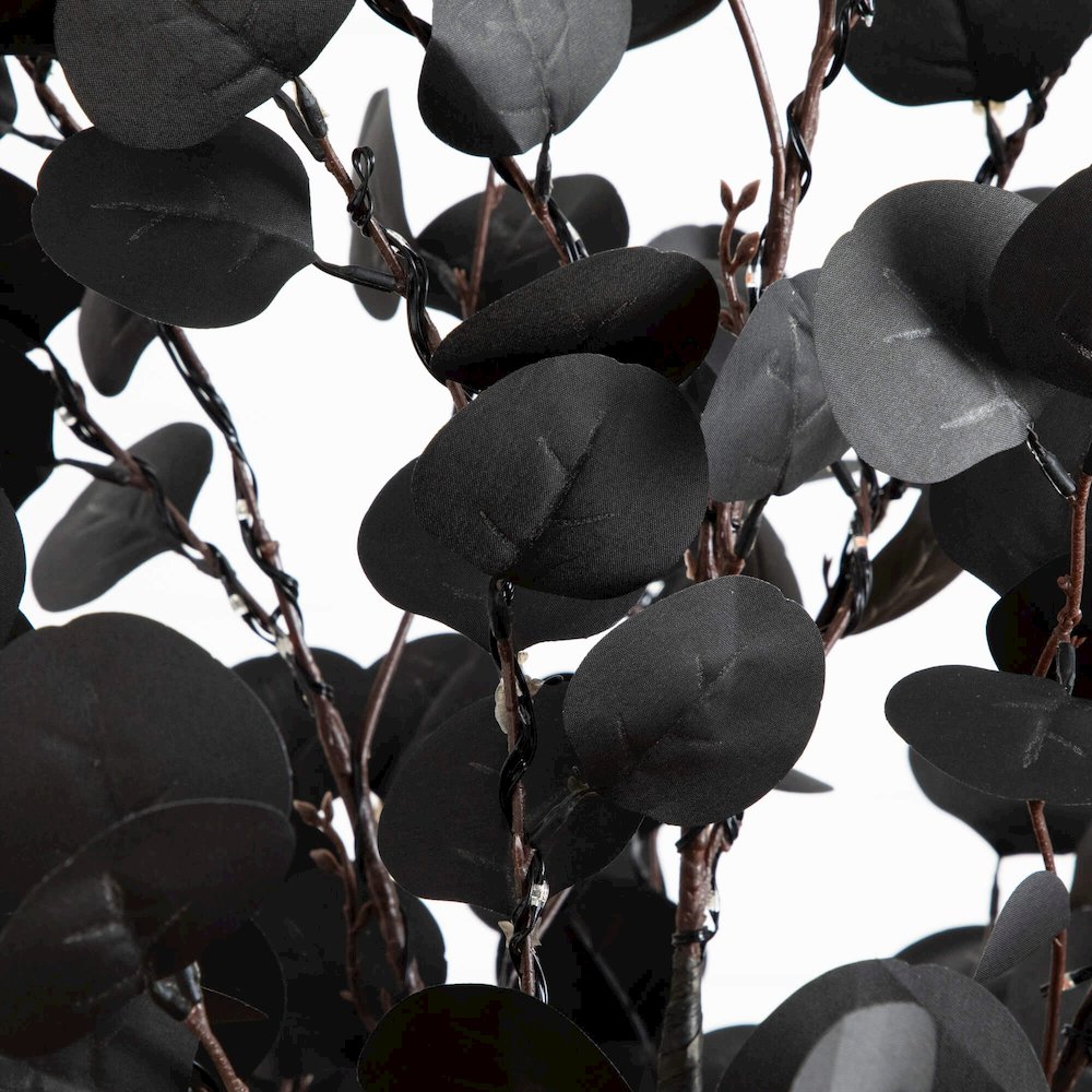 6ft. Pre-Lit Artificial Halloween Black Eucalyptus Tree with 300 LED Lights. Picture 3