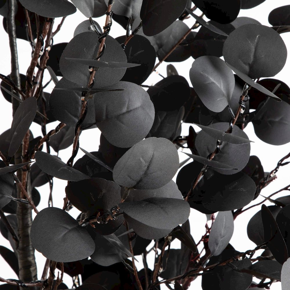 7ft. Pre-Lit Artificial Halloween Black Eucalyptus Tree with 420 LED Lights. Picture 9
