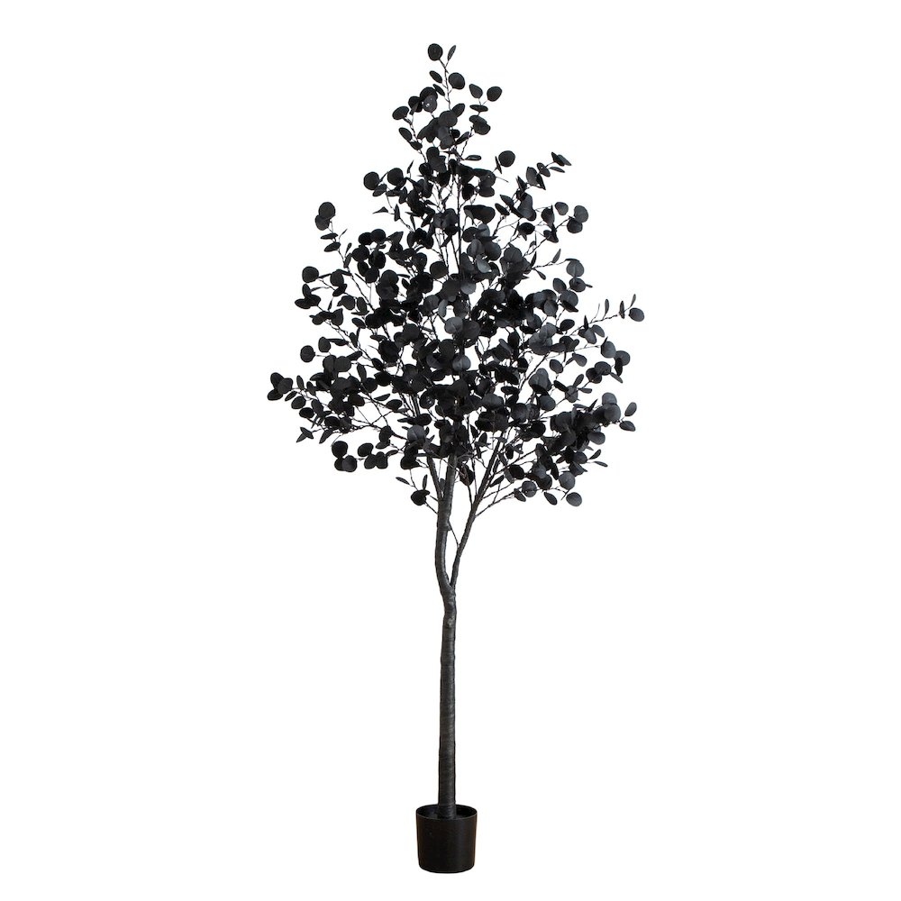 8ft. Pre-Lit Artificial Halloween Black Eucalyptus Tree with 540 LED Lights. Picture 6