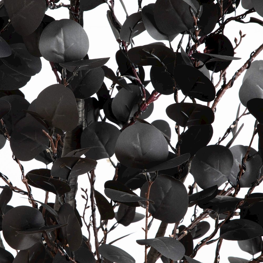 8ft. Pre-Lit Artificial Halloween Black Eucalyptus Tree with 540 LED Lights. Picture 4