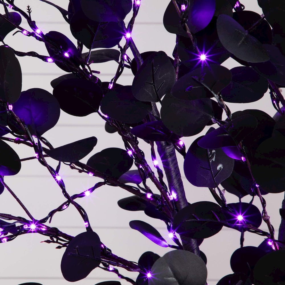8ft. Pre-Lit Artificial Halloween Black Eucalyptus Tree with 540 LED Lights. Picture 2