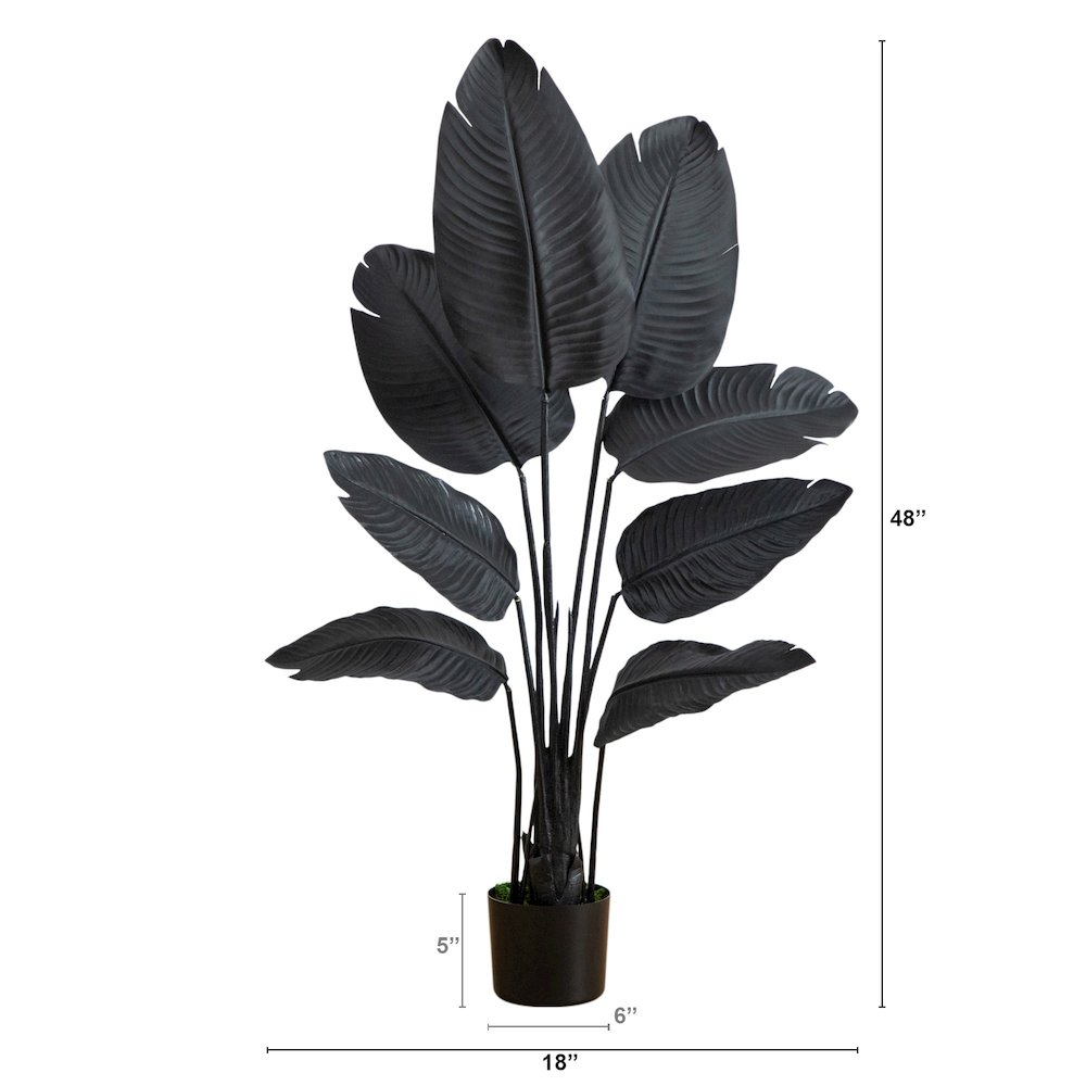 4ft. Artificial Halloween Black Travelers Palm Tree. Picture 5
