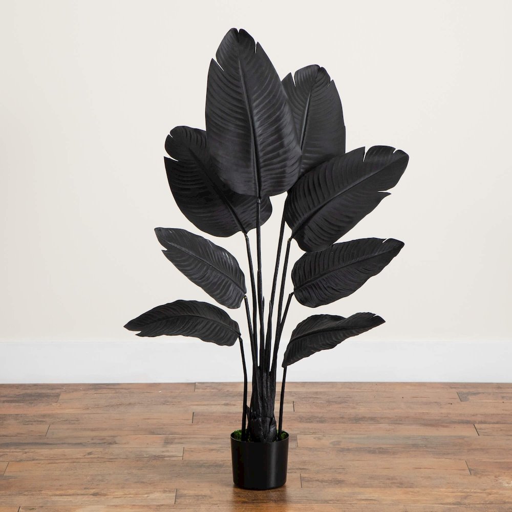 4ft. Artificial Halloween Black Travelers Palm Tree. Picture 2