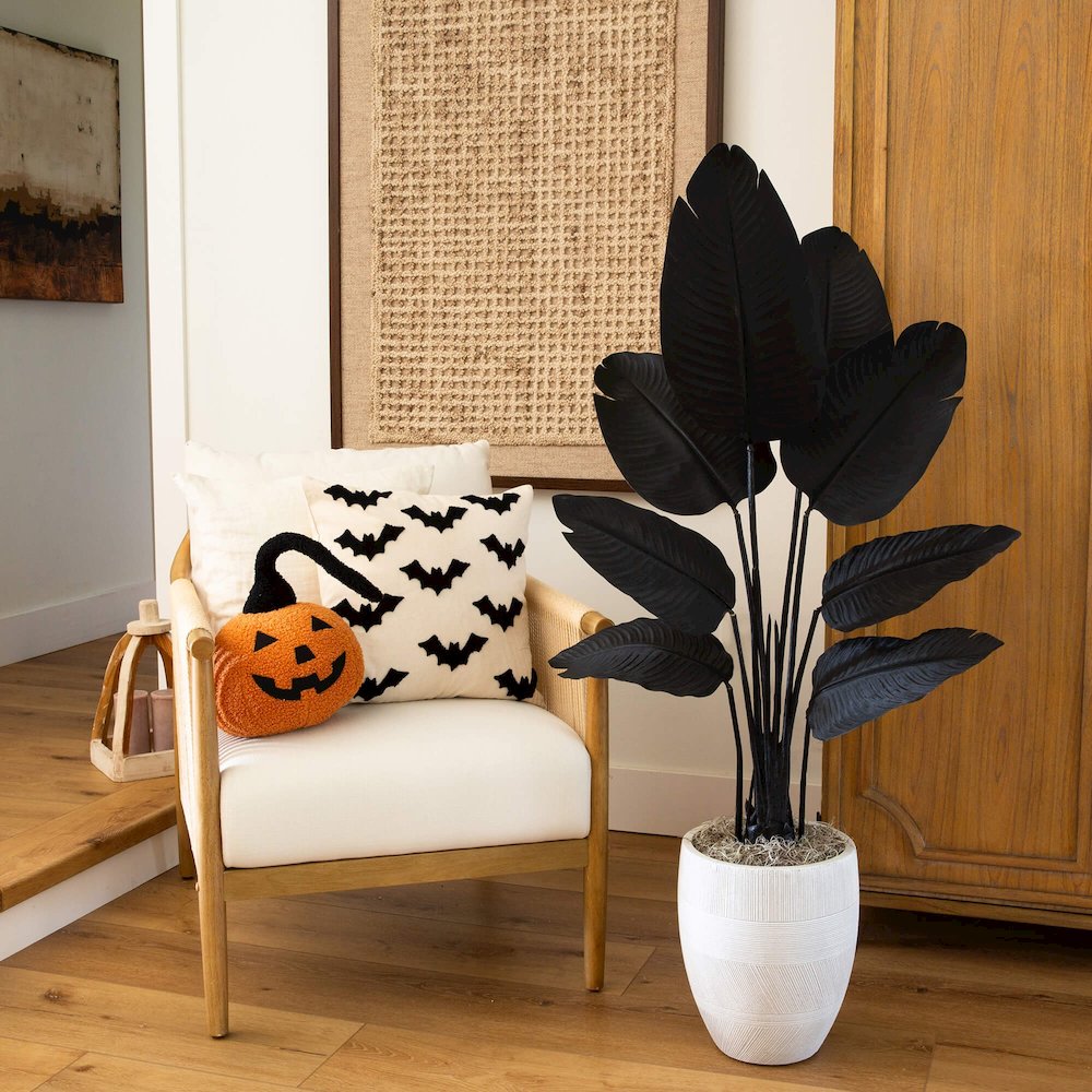4ft. Artificial Halloween Black Travelers Palm Tree. Picture 3