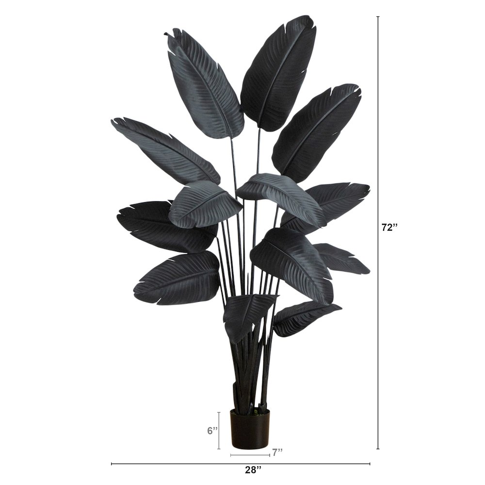 6ft. Artificial Halloween Black Travelers Palm Tree. Picture 1