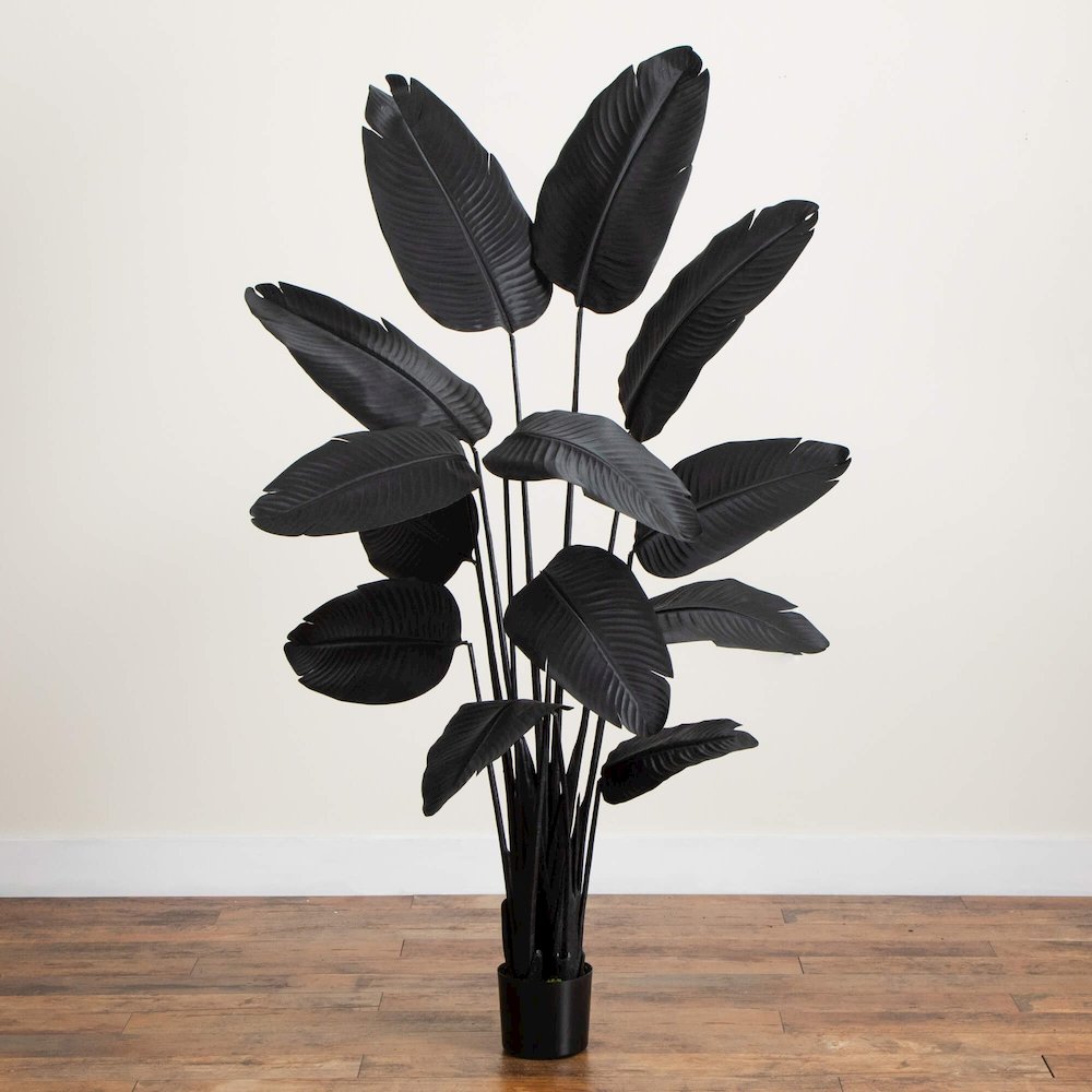 6ft. Artificial Halloween Black Travelers Palm Tree. Picture 5