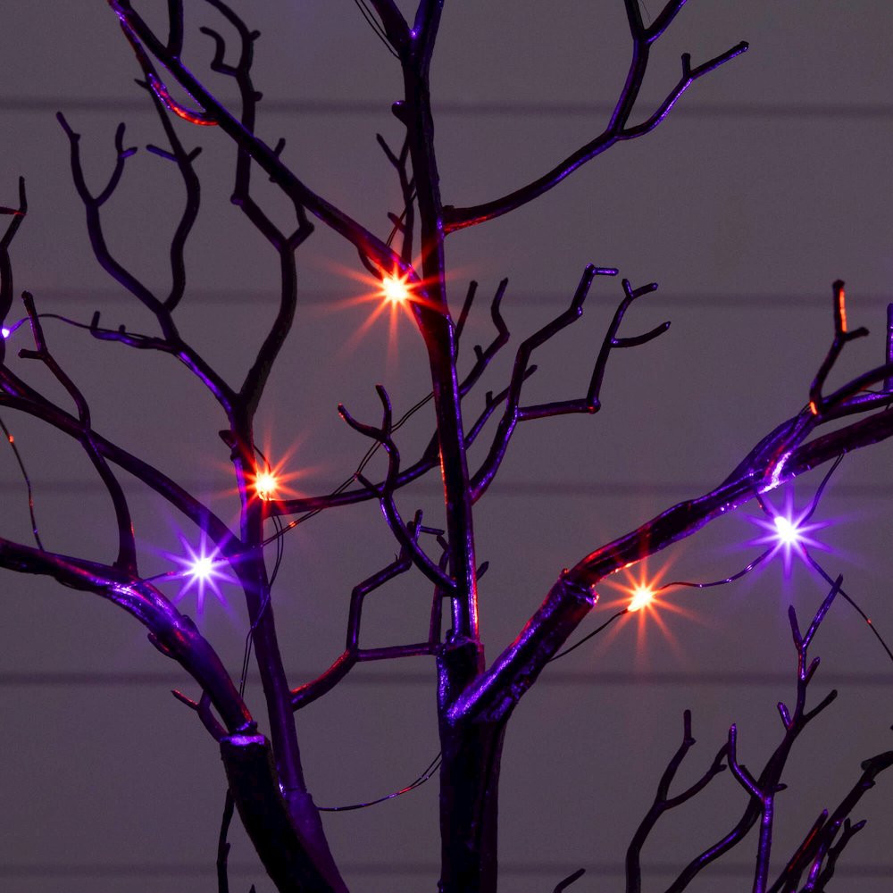 2ft. Pre-Lit Artificial Halloween Black Spooky Twig Tree with Bats. Picture 3