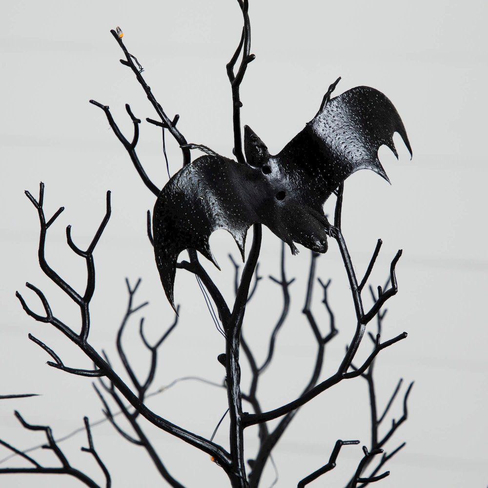 2ft. Pre-Lit Artificial Halloween Black Spooky Twig Tree with Bats. Picture 7