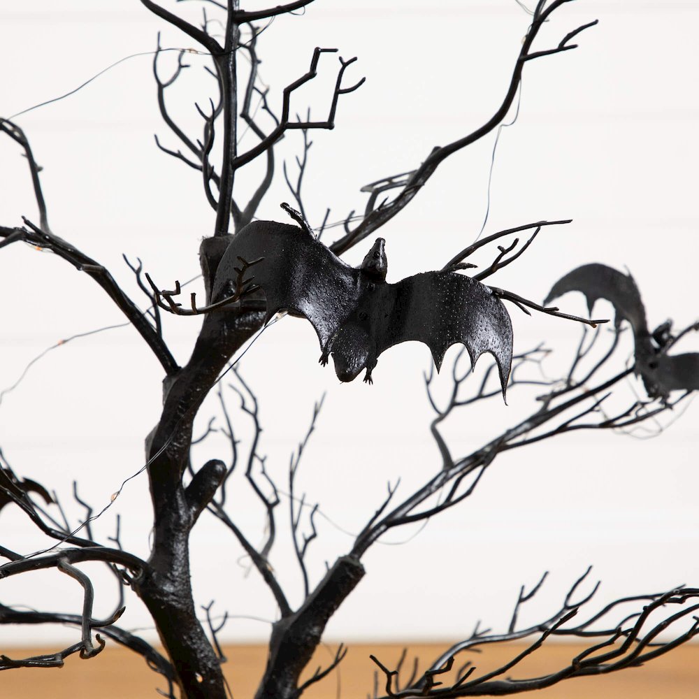 3ft. Pre-Lit Artificial Halloween Black Spooky Twig Tree with Bats. Picture 3