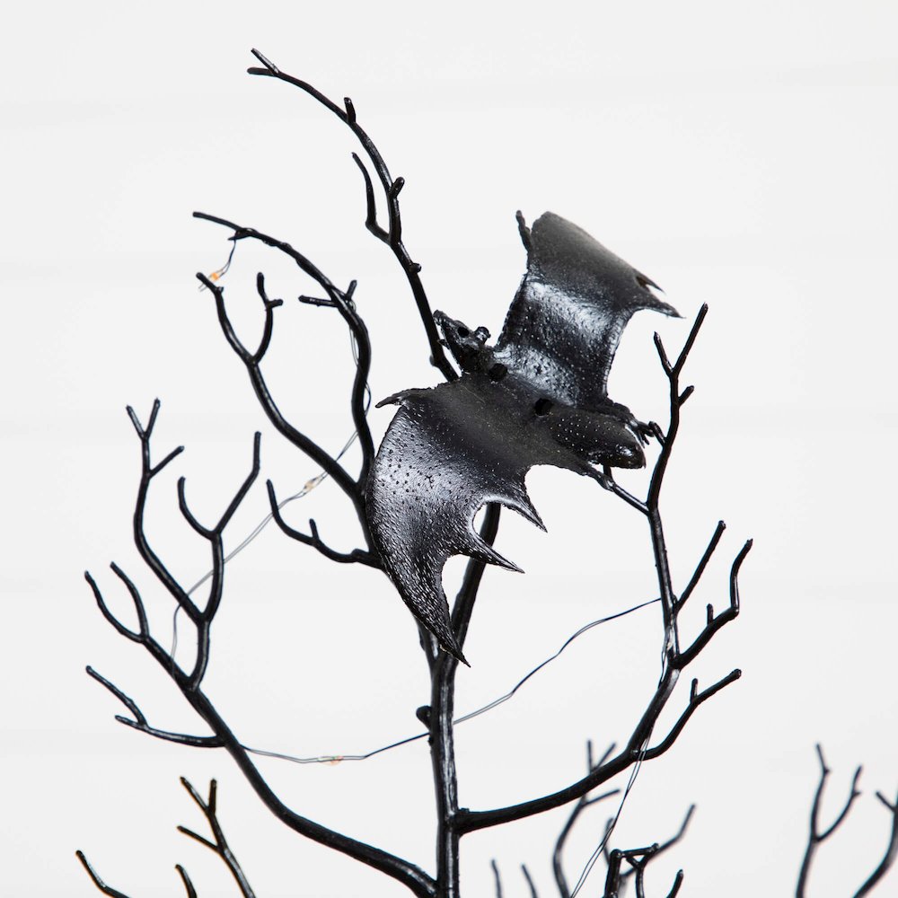 4ft. Pre-Lit Artificial Halloween Black Spooky Twig Tree with Bats. Picture 8
