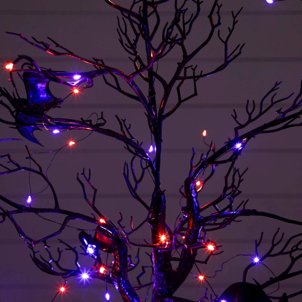 4ft. Pre-Lit Artificial Halloween Black Spooky Twig Tree with Bats. Picture 10